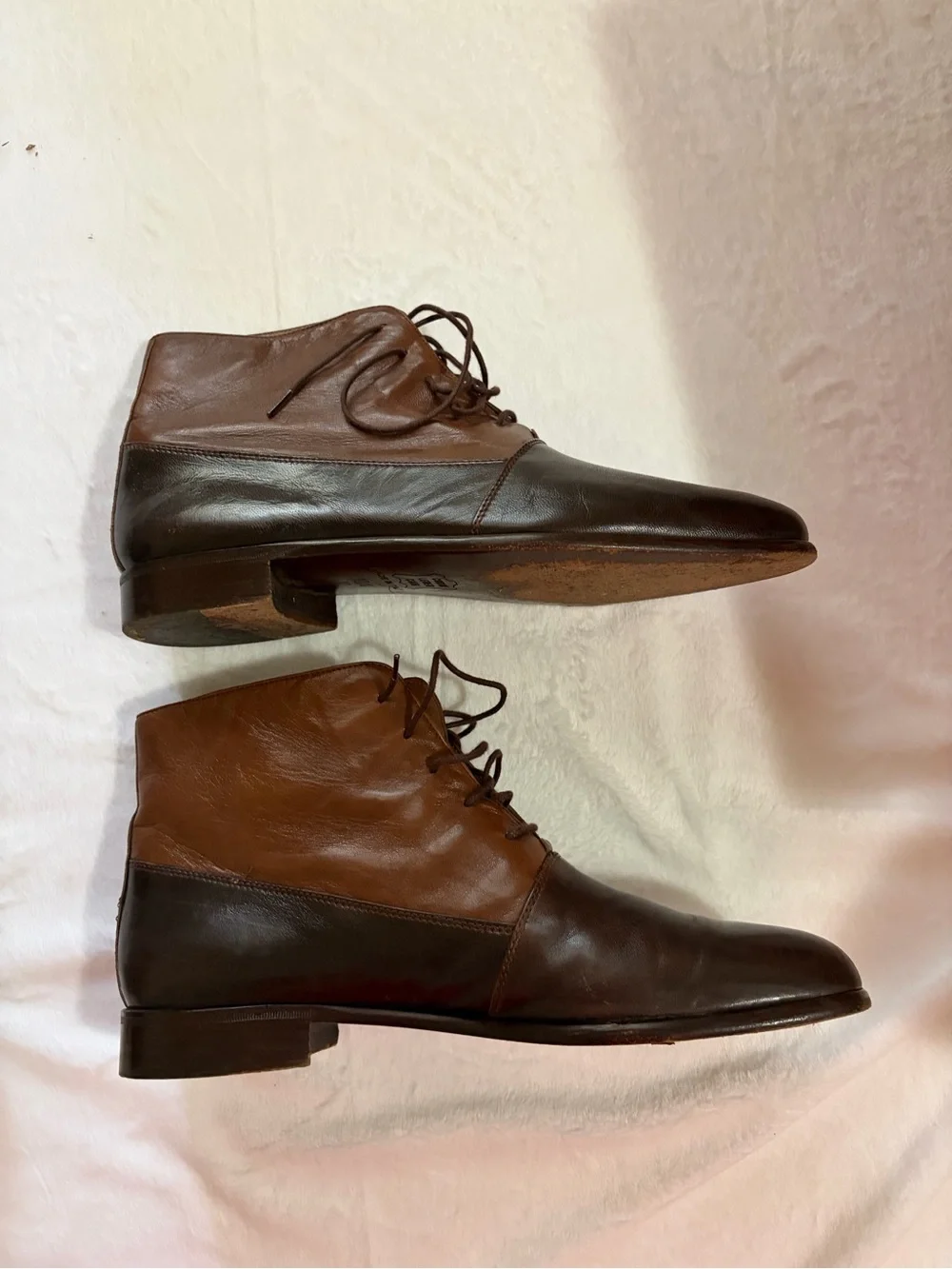 Panelli Classic Two-Tone Brown Leather Lace-Up Men's Boots